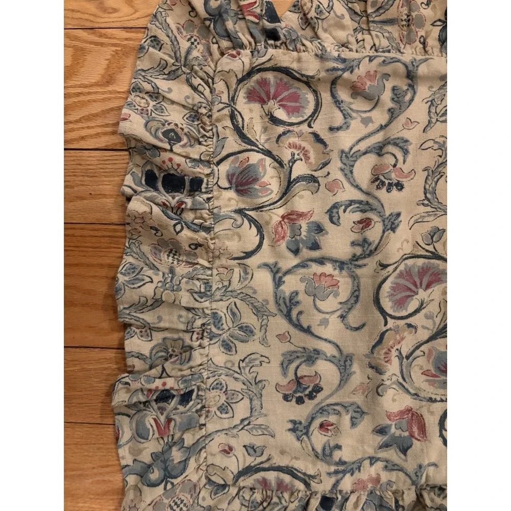 (2) Ralph Lauren Provence Pillow Sham Floral Ruffled Standard Cotton/Linen Blend